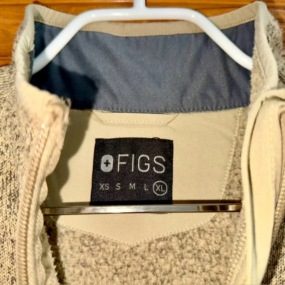 FIGS On Shift Sweater Knit Jacket Size XL Heather Light Oak 🤎🤍🤎 - Picture 6 of 15